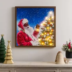 Outlet LED Merry Santa & Christmas Tree Canvas Art Print Christmas Art & Wall Decor