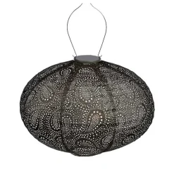 Kirklands Home Outdoor Lighting|LED Oval Taupe Outdoor Hanging Lantern Gray