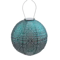 Kirklands Home Outdoor Lighting|LED Round Sea Outdoor Hanging Lantern Blue