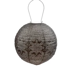 Kirklands Home Outdoor Lighting|LED Round Taupe Outdoor Hanging Lantern Gray