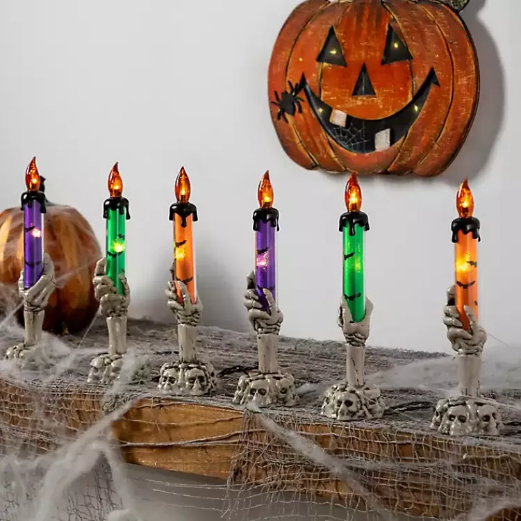 Online LED Skeleton Hand Candles, Set of 6 Halloween