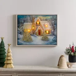 Online LED Snowy Christmas House Canvas Art Print Christmas Art & Wall Decor