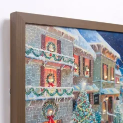 Discount LED Snowy Street Scene Framed Art Print Christmas Art & Wall Decor