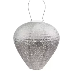 Kirklands Home Outdoor Lighting|LED Taupe Balloon Outdoor Hanging Lantern Gray