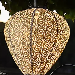 Kirklands Home Outdoor Lighting|LED Taupe Balloon Outdoor Hanging Lantern Gray