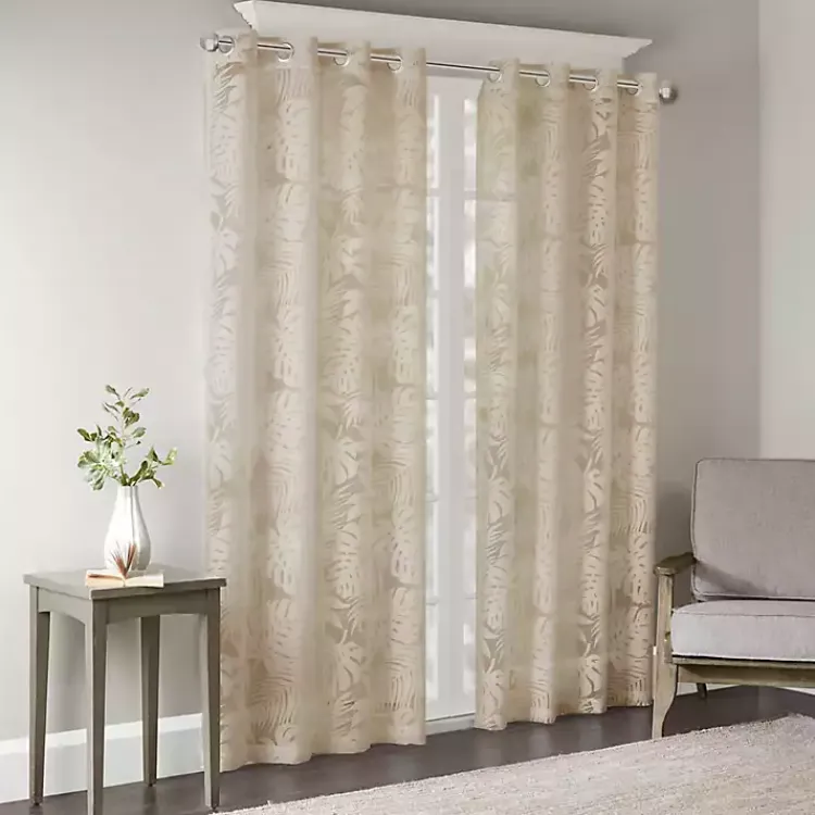 Kirklands Home Curtains & Drapes|Leilani Palm Leaf Curtain Panel, 95 in. Tan