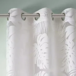 Kirklands Home Curtains & Drapes|Leilani Palm Leaf Curtain Panel, 63 in. White