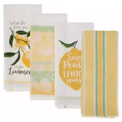 Kirklands Home Kitchen Accessories|Lemon Bliss Printed Kitchen Towels, Set of 4
