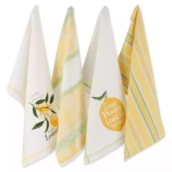Kirklands Home Kitchen Accessories|Lemon Bliss Printed Kitchen Towels, Set of 4