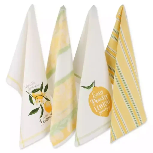 Kirklands Home Kitchen Accessories|Lemon Bliss Printed Kitchen Towels, Set of 4