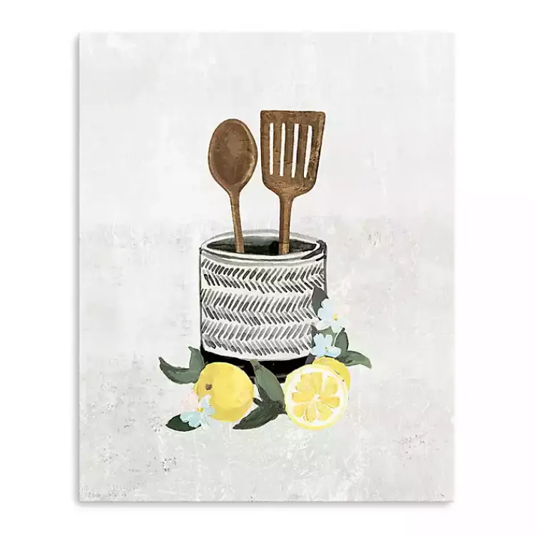Kirklands Home Canvas Art|Lemon Kitchen Utensils Canvas Art Print
