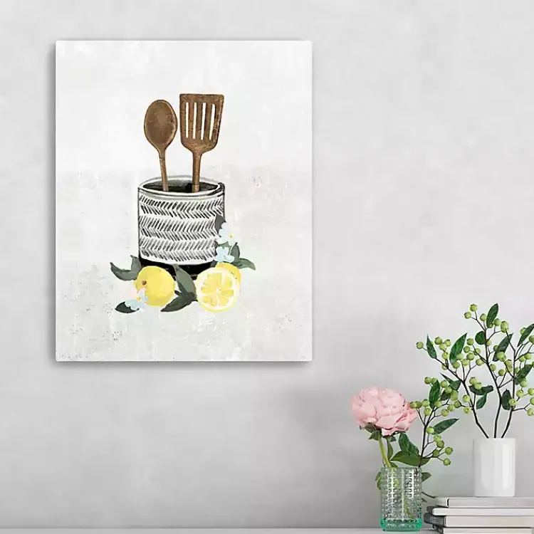 Kirklands Home Canvas Art|Lemon Kitchen Utensils Canvas Art Print