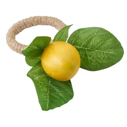 Kirklands Home Table Linens|Lemon Leaf Rope Napkin Rings, Set of 4