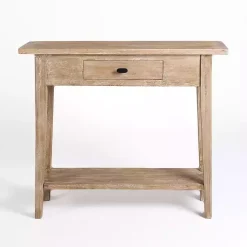 Kirklands Home Console Tables|Leo Natural Wood Console Table Tan