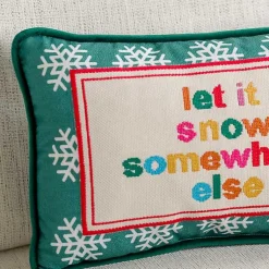 Hot Let it Snow Somewhere Else Needlepoint Pillow Pillows