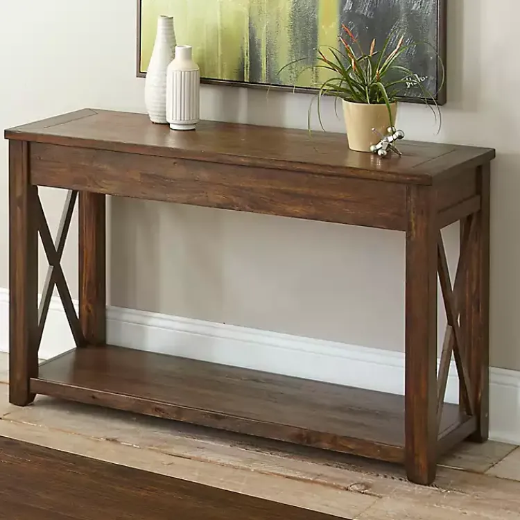 Kirklands Home Console Tables|Leyton X-Bar Side Panel Console Table