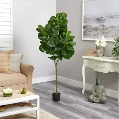 Sale Lifelike Fiddle Leaf Fig in Nursery Planter, 6 ft. Trees & Topiaries