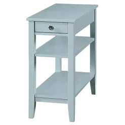 Kirklands Home Accent & End Tables|Light Chairside End Table with Shelves Blue