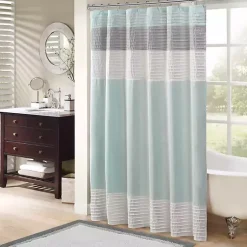 Kirklands Home Shower Curtains|Light Colorblock Silky Shower Curtain Blue