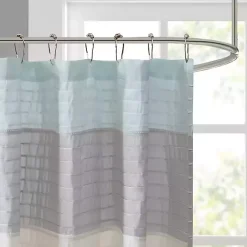 Kirklands Home Shower Curtains|Light Colorblock Silky Shower Curtain Blue