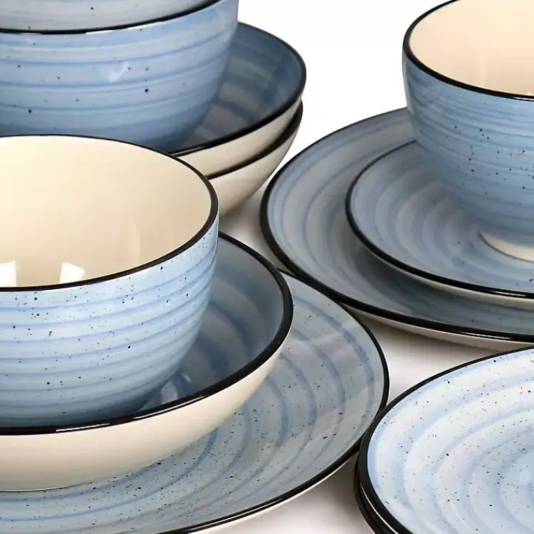 Kirklands Home Dinnerware|Light Gia Stoneware 24-pc. Dinnerware Set Blue