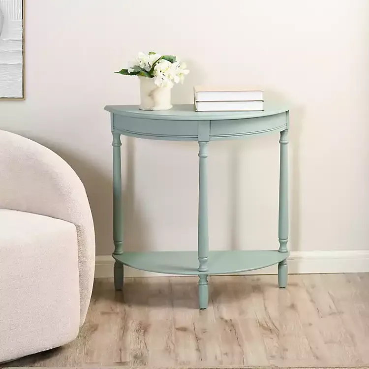 Kirklands Home Console Tables|Light Half Moon Tinslee Console Table Blue