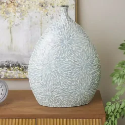 Discount Light Blue Mother of Pearl Floral Floor Vase Vases