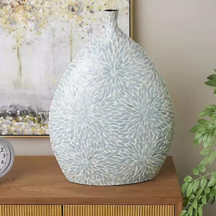 Discount Light Blue Mother of Pearl Floral Floor Vase Vases