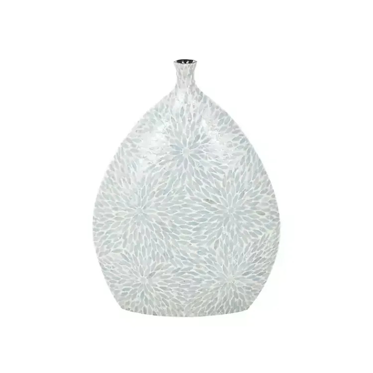 Discount Light Blue Mother of Pearl Floral Floor Vase Vases