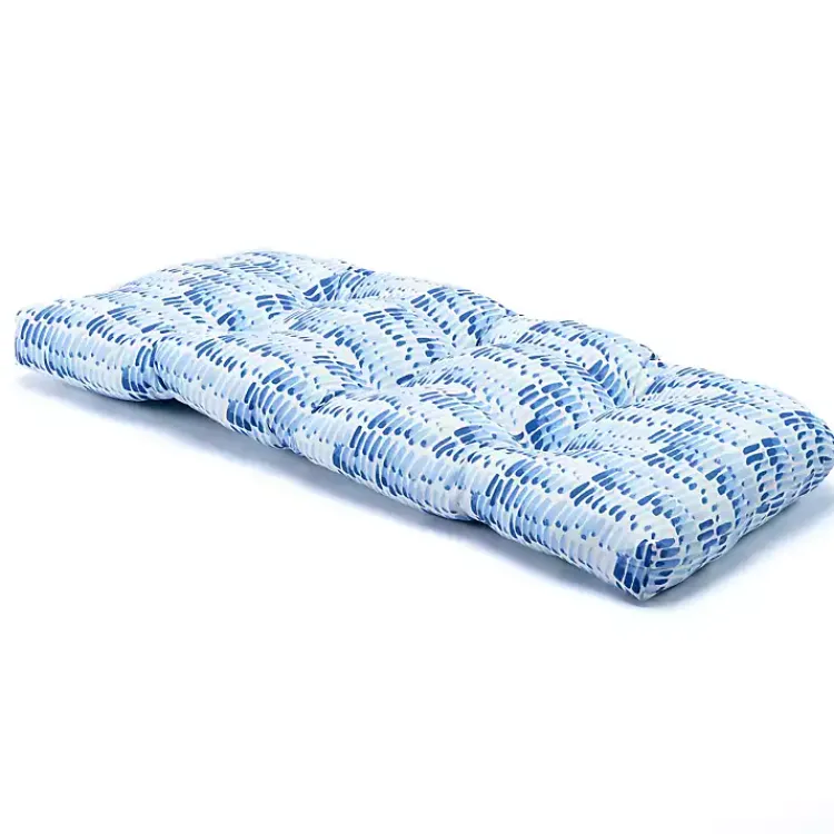 Kirklands Home Outdoor Cushions & Pillows|Light Patterned Outdoor Bench Cushion Blue