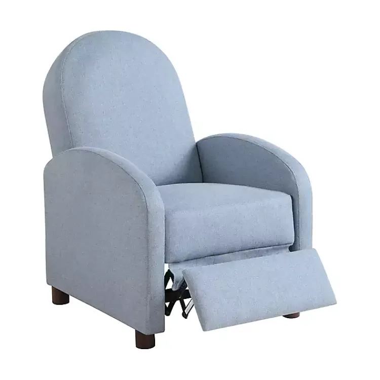 Kirklands Home Accent Chairs|Light Rounded Push Back Recliner Blue