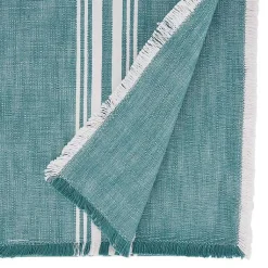 Kirklands Home Table Linens|Light Blue Striped Fringe Table Runner, 72 in.