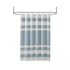 Kirklands Home Shower Curtains|Light Blue Striped Waffle Shower Curtain