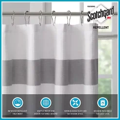 Kirklands Home Shower Curtains|Light Blue Striped Waffle Shower Curtain