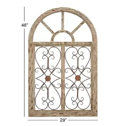 Kirklands Home Wall Plaques|Light Blue Wood Arched Window Wall Plaque