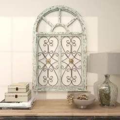 Kirklands Home Wall Plaques|Light Blue Wood Arched Window Wall Plaque