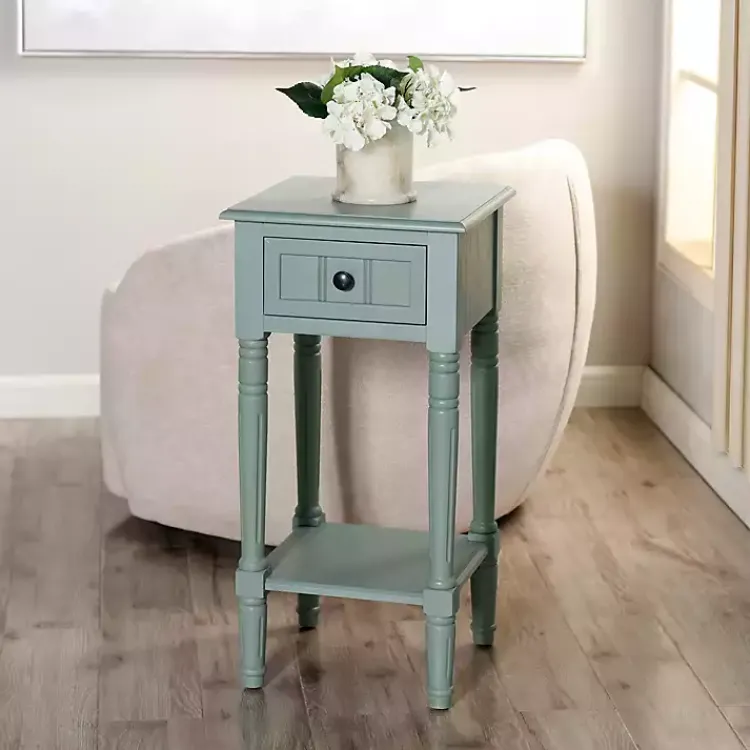 Kirklands Home Accent & End Tables|Light Wood Square Hampton Accent Table Blue