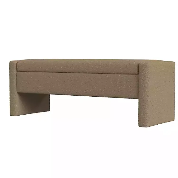 Kirklands Home Benches & Ottomans|Light Boucle Modern Storage Bench Brown