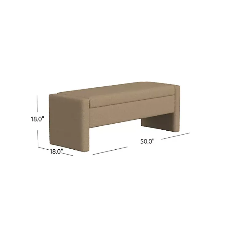 Kirklands Home Benches & Ottomans|Light Boucle Modern Storage Bench Brown