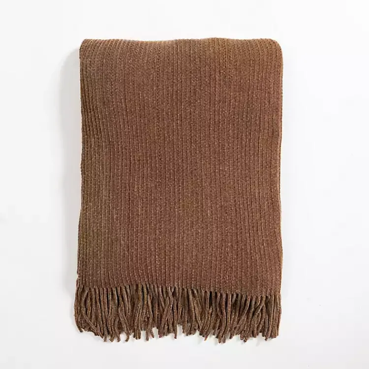 Outlet Light Chenille Ribbed Throw Blankets & Throws