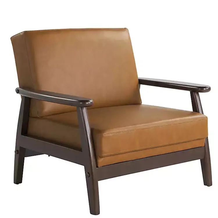 Kirklands Home Accent Chairs|Light Faux Leather Ambon Accent Chair Brown