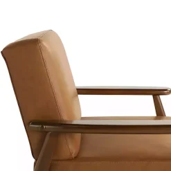 Kirklands Home Accent Chairs|Light Faux Leather Ambon Accent Chair Brown