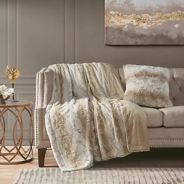 Outlet Light Textured Faux Fur Pillow Pillows