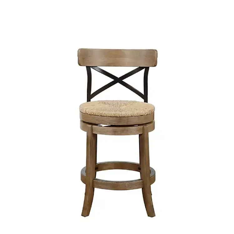 Kirklands Home Bar Stools & Counter Height Stools|Light Wood and Seagrass Swivel Counter Stool Brown
