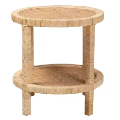 Kirklands Home Accent & End Tables|Light Brown Woven Rat Accent Table Tan