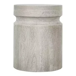 Kirklands Home Accent & End Tables|Light Cream Wood Cylinder Accent Table White