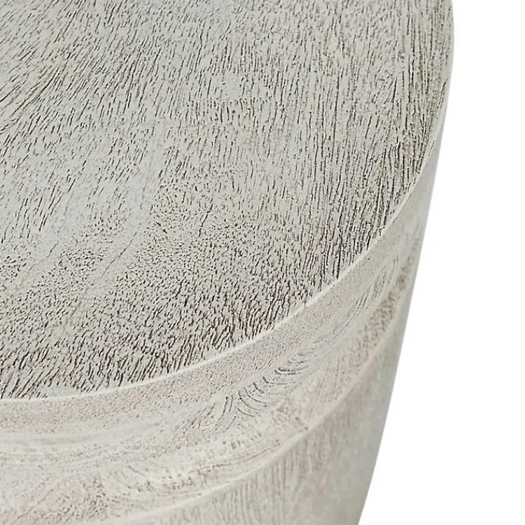 Kirklands Home Accent & End Tables|Light Cream Wood Cylinder Accent Table White