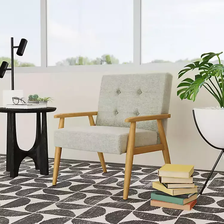 Kirklands Home Accent Chairs|Light Button Tufted Accent Chair Gray