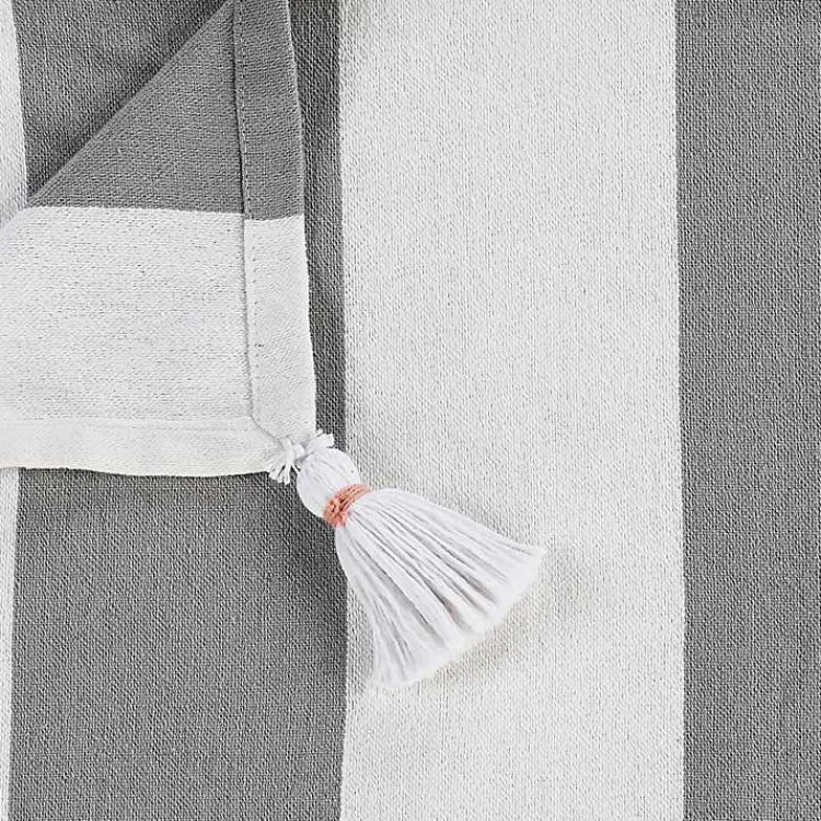 Sale Light Gray Cabana Stripe Tassel Throw Blankets & Throws