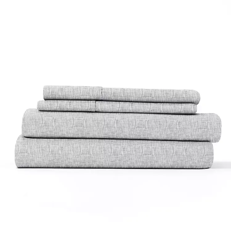 Kirklands Home Bed Sheets|Light Chambray 4-Pc. Queen Bed Sheet Set Gray